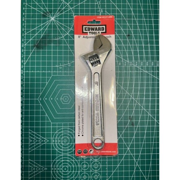 Sealed Edward Tools Adjustable Wrench 8" Carbon Steel Chrome Plated - Picture 1 of 4